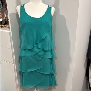 S.L. Fashions Blue Sleeveless Sheath Dress Cocktail